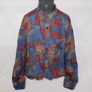 VTG Canary Island Collection Silk Mens XL Long Sleeve Button Up Abstract Shirt